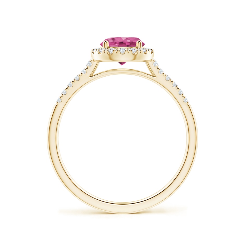 6mm AAAA Round Pink Sapphire Halo Ring with Diamond Accents in Yellow Gold side-1