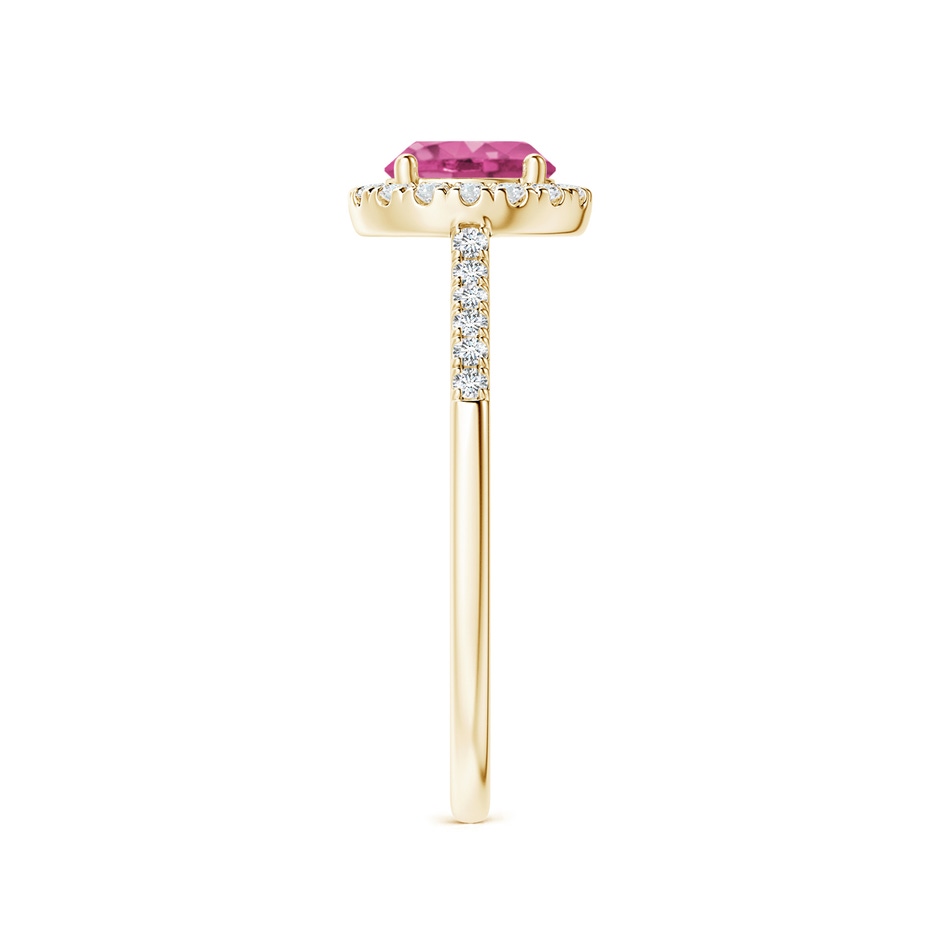 6mm AAAA Round Pink Sapphire Halo Ring with Diamond Accents in Yellow Gold side-2