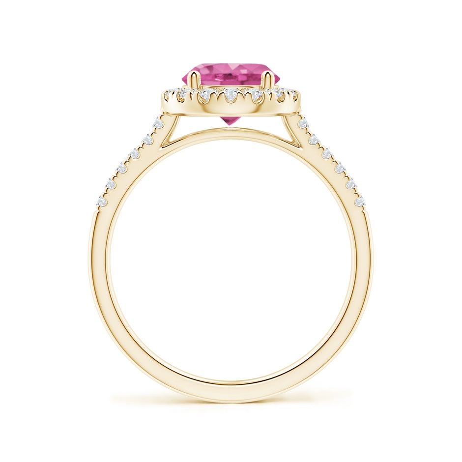 7mm AAA Round Pink Sapphire Halo Ring with Diamond Accents in Yellow Gold side-1