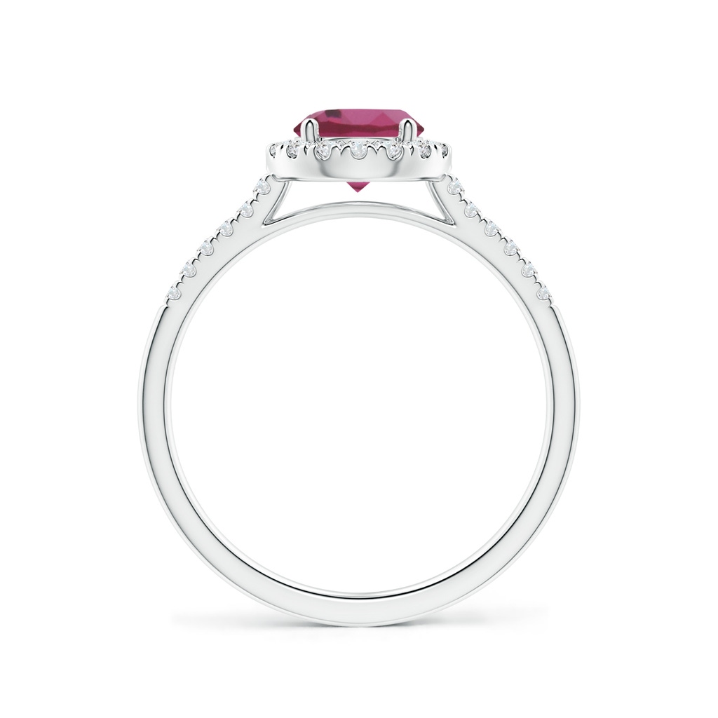 6mm AAAA Round Pink Tourmaline Halo Ring with Diamond Accents in White Gold Side-1