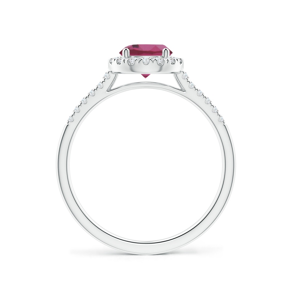 6mm AAAA Round Pink Tourmaline Halo Ring with Diamond Accents in White Gold side-1