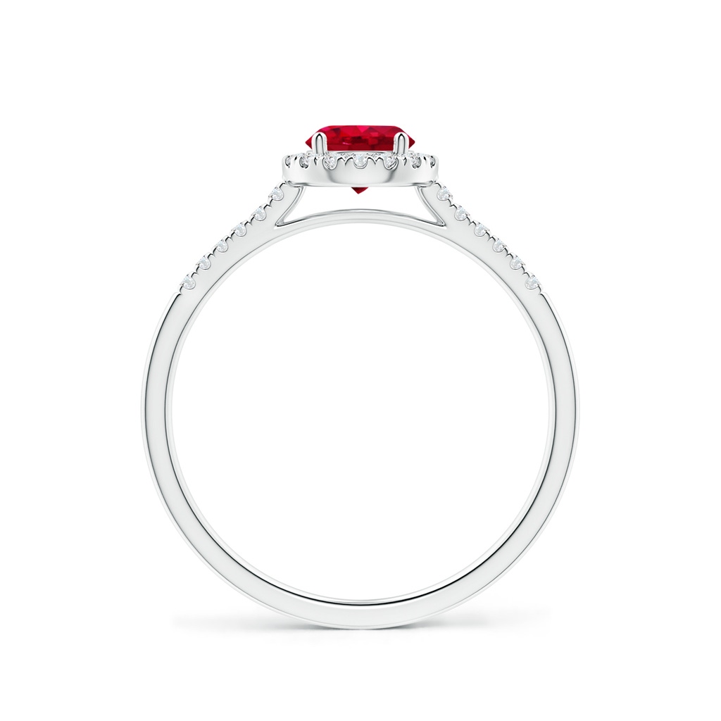 5mm AAA Round Ruby Halo Ring with Diamond Accents in P950 Platinum Side-1