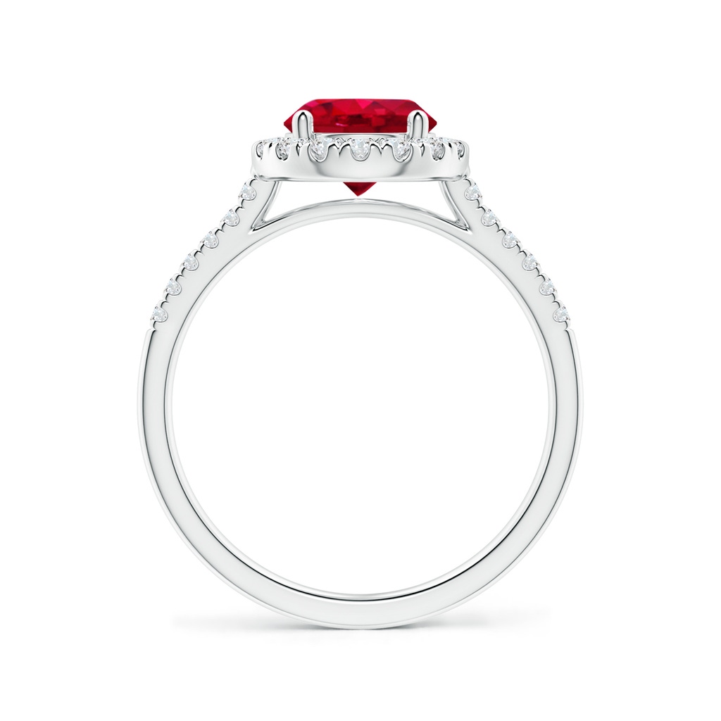 7mm AAA Round Ruby Halo Ring with Diamond Accents in White Gold Side-1