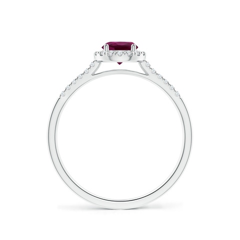 5mm AAA Round Rhodolite Halo Ring with Diamond Accents in White Gold - side 2