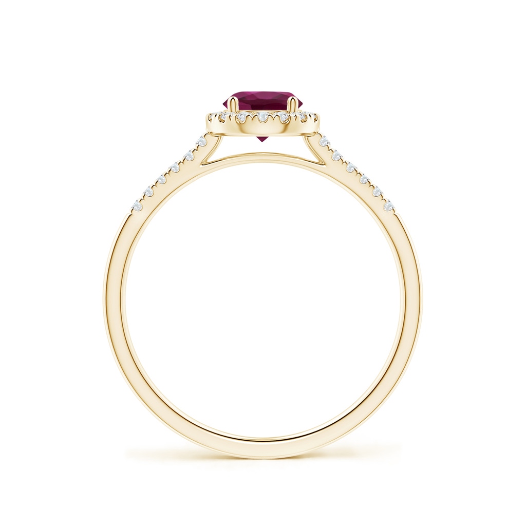 5mm AAAA Round Rhodolite Halo Ring with Diamond Accents in Yellow Gold - side_1