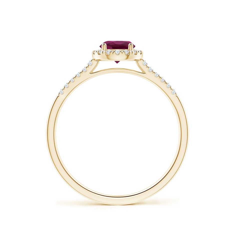 5mm AAAA Round Rhodolite Halo Ring with Diamond Accents in Yellow Gold side-1