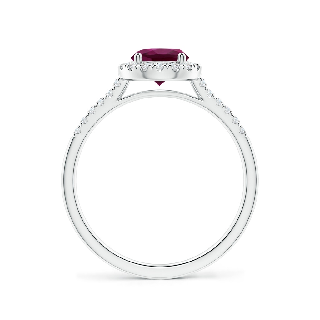 6mm AAA Round Rhodolite Halo Ring with Diamond Accents in White Gold Side-1