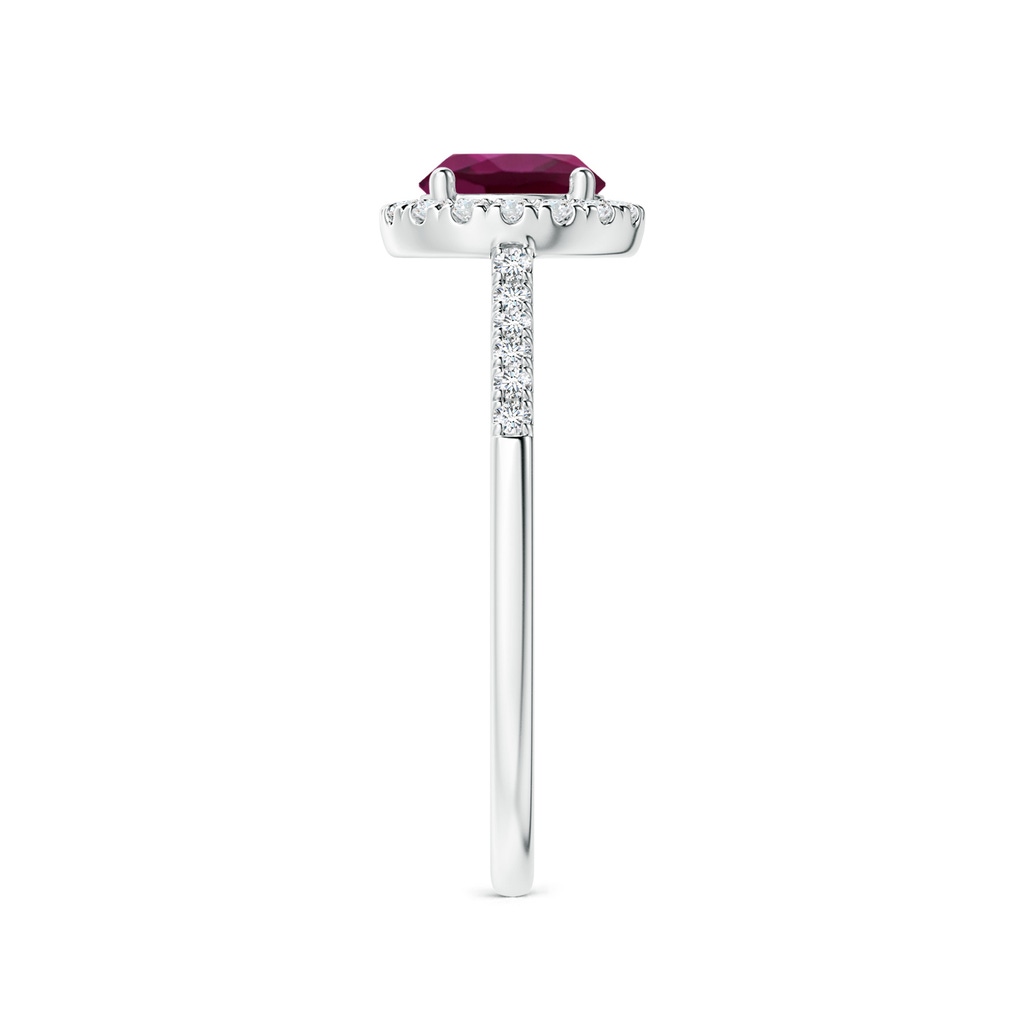 6mm AAA Round Rhodolite Halo Ring with Diamond Accents in White Gold Side-2