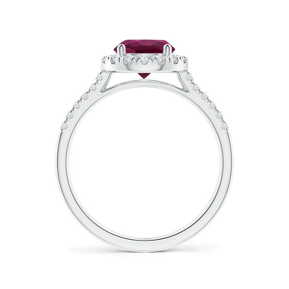 7mm AAAA Round Rhodolite Halo Ring with Diamond Accents in P950 Platinum side-1