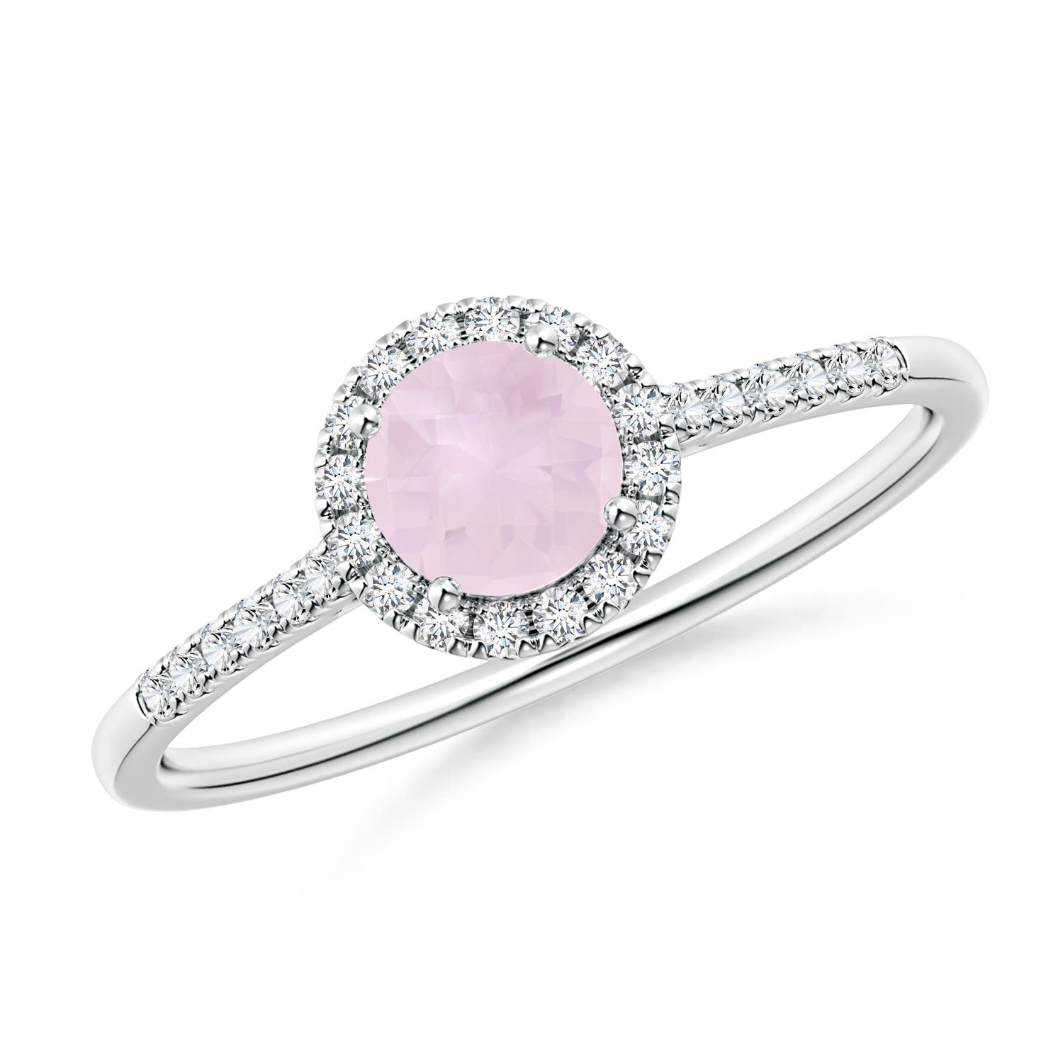 A - Rose Quartz / 0.65 CT / 14 KT White Gold