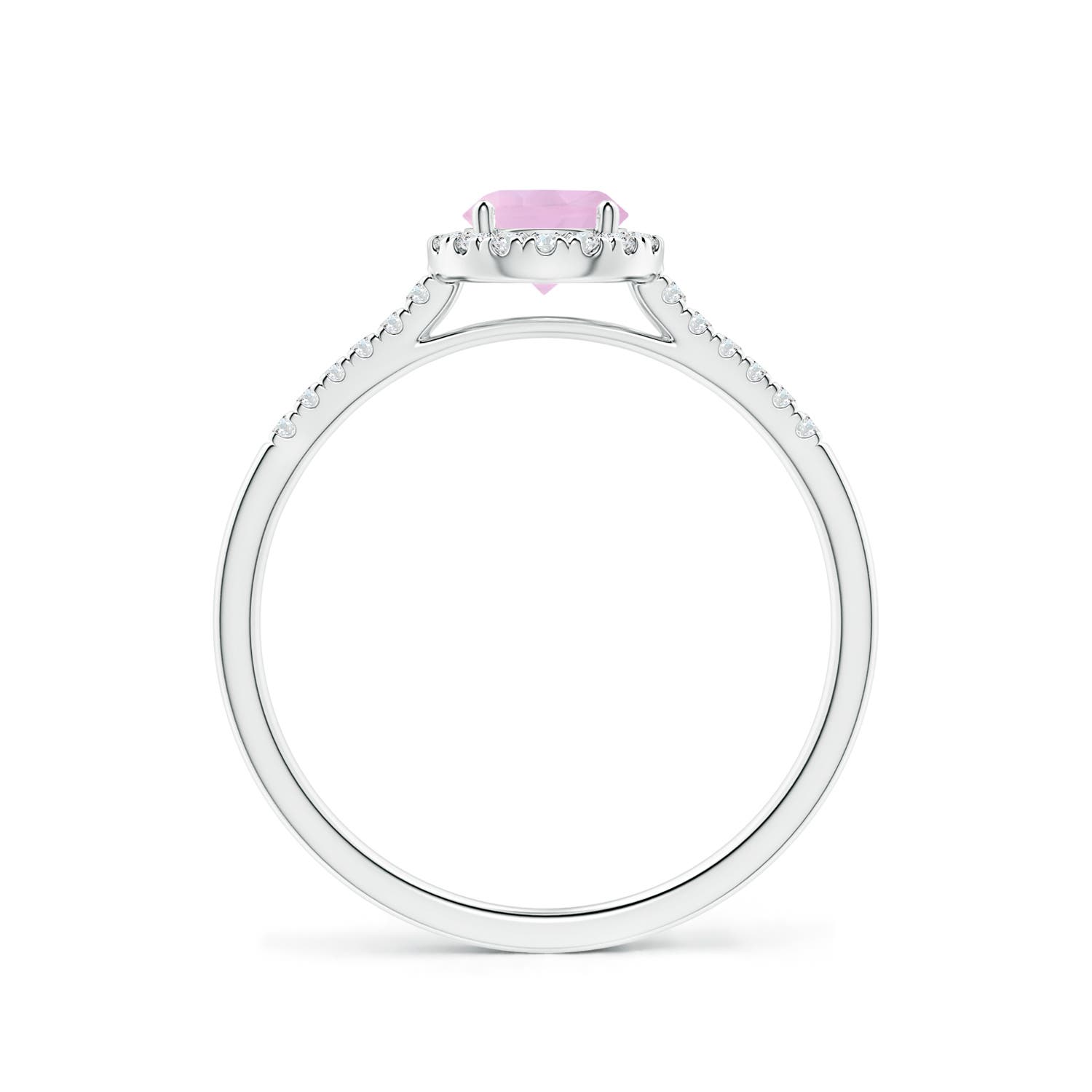 AAAA - Rose Quartz / 0.65 CT / 14 KT White Gold