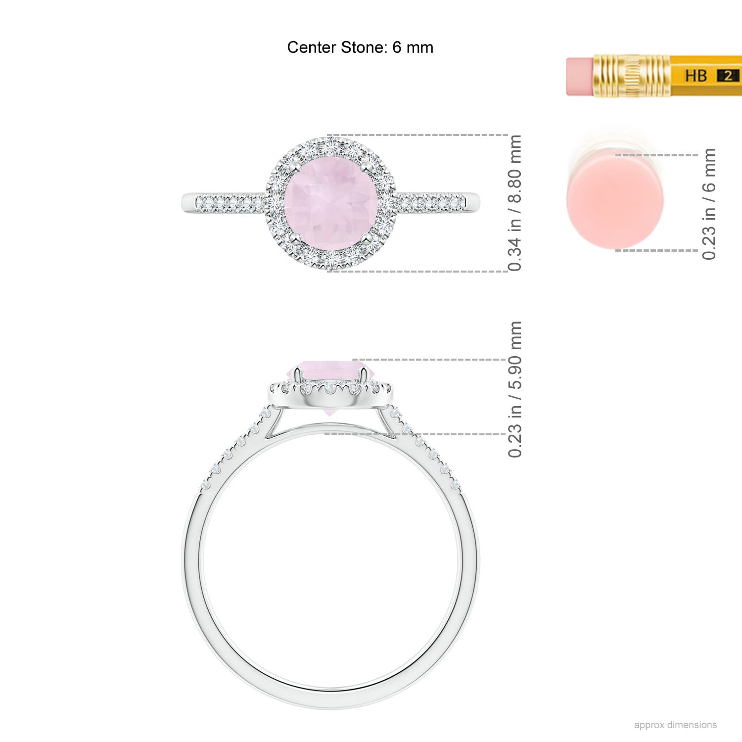 A - Rose Quartz / 1.05 CT / 14 KT White Gold