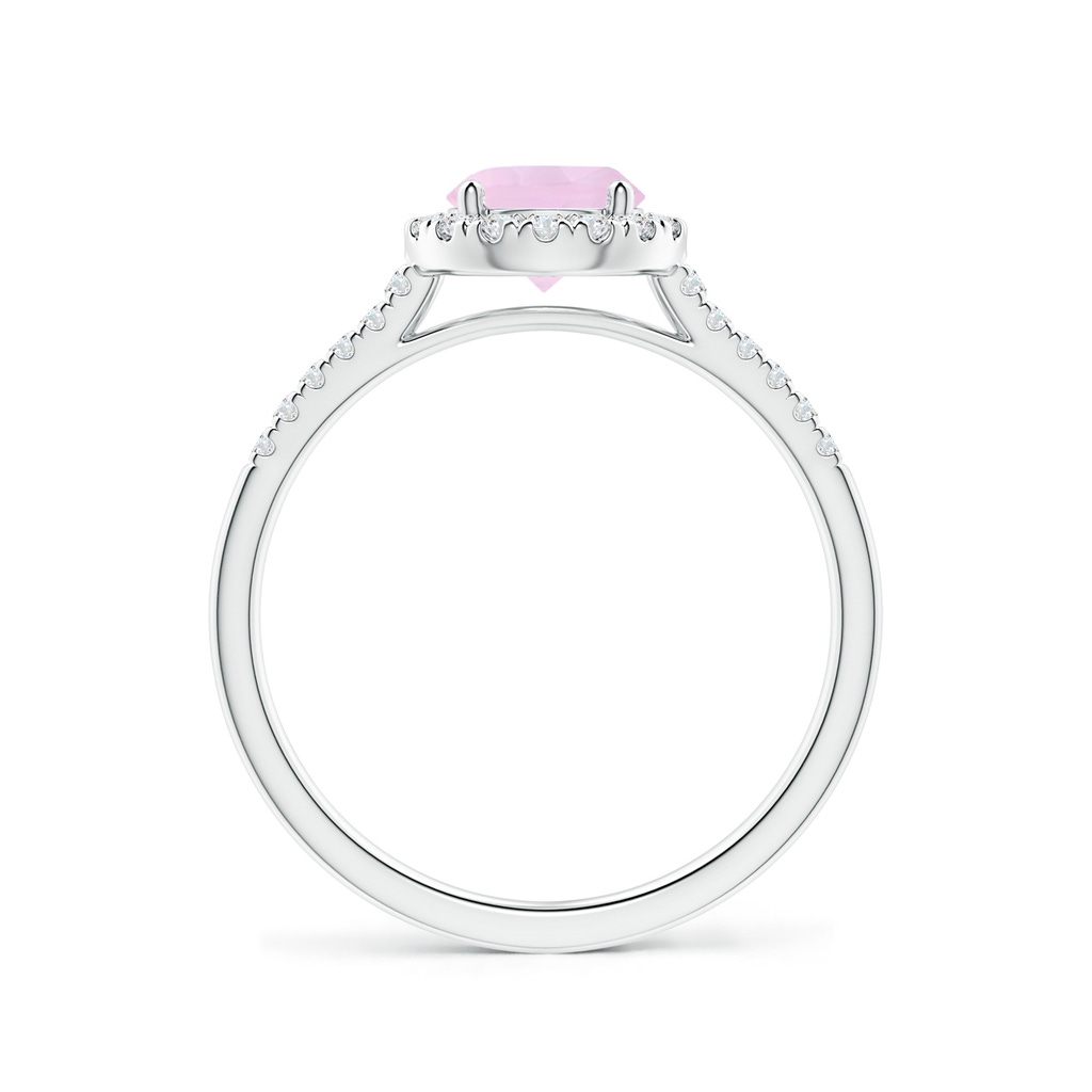 6mm AAA Round Rose Quartz Halo Ring with Diamond Accents in White Gold Side-1