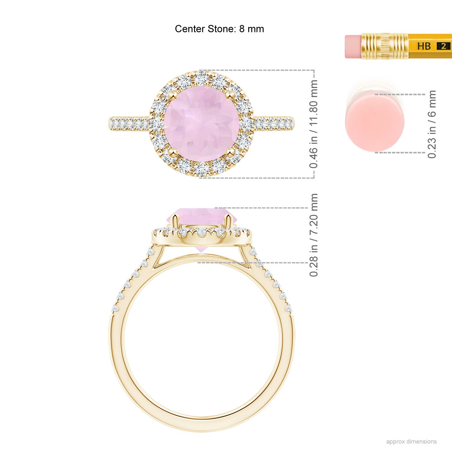 AAA - Rose Quartz / 2.02 CT / 14 KT Yellow Gold