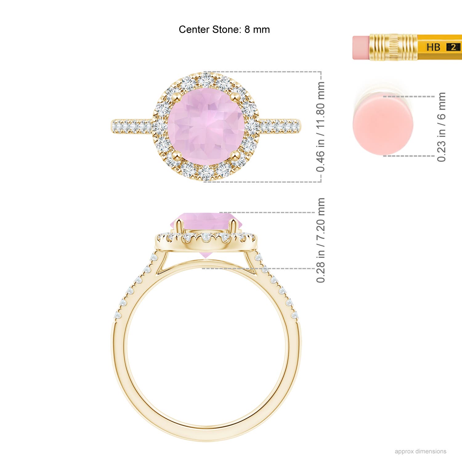 AAAA - Rose Quartz / 2.02 CT / 14 KT Yellow Gold