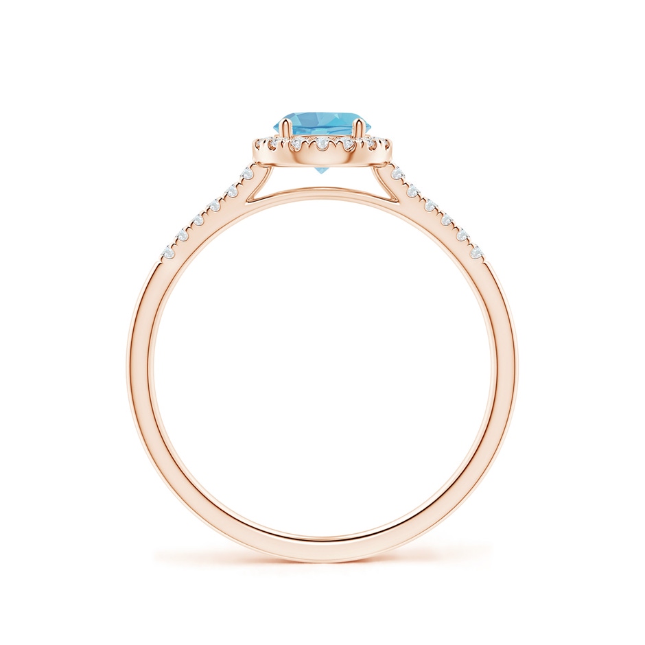5mm A Round Swiss Blue Topaz Halo Ring with Diamond Accents in Rose Gold side-1