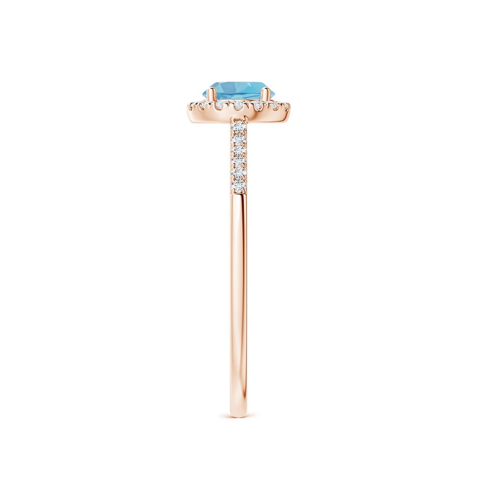 5mm A Round Swiss Blue Topaz Halo Ring with Diamond Accents in Rose Gold side-2