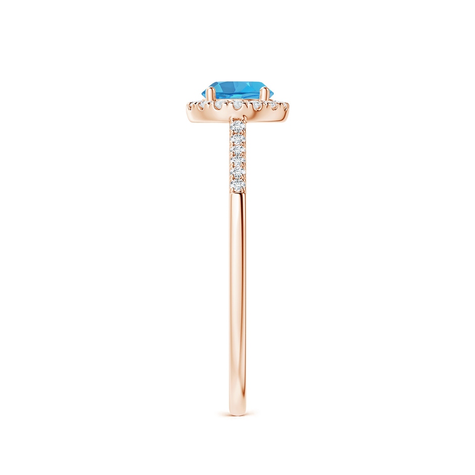 5mm AA Round Swiss Blue Topaz Halo Ring with Diamond Accents in Rose Gold side-2