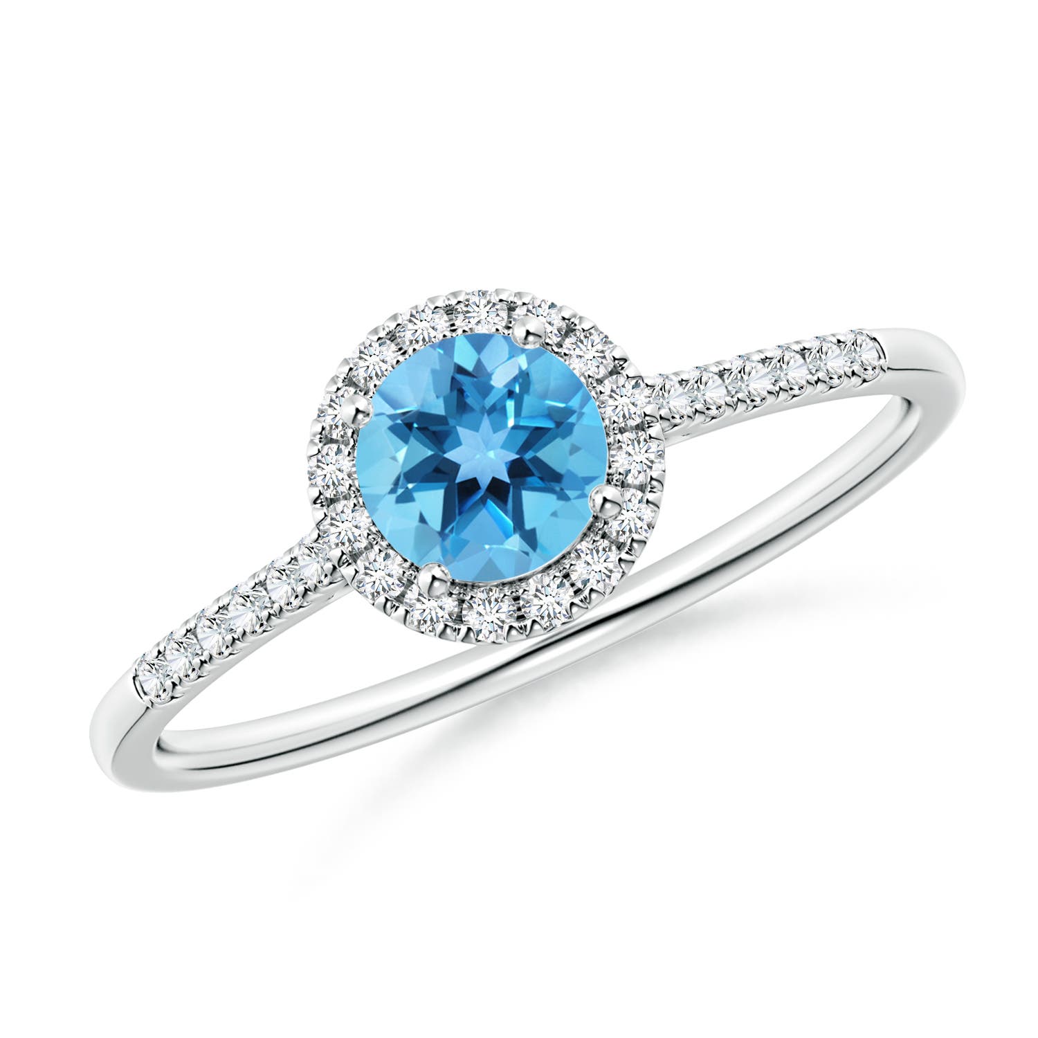 AA - Swiss Blue Topaz / 0.75 CT / 14 KT White Gold