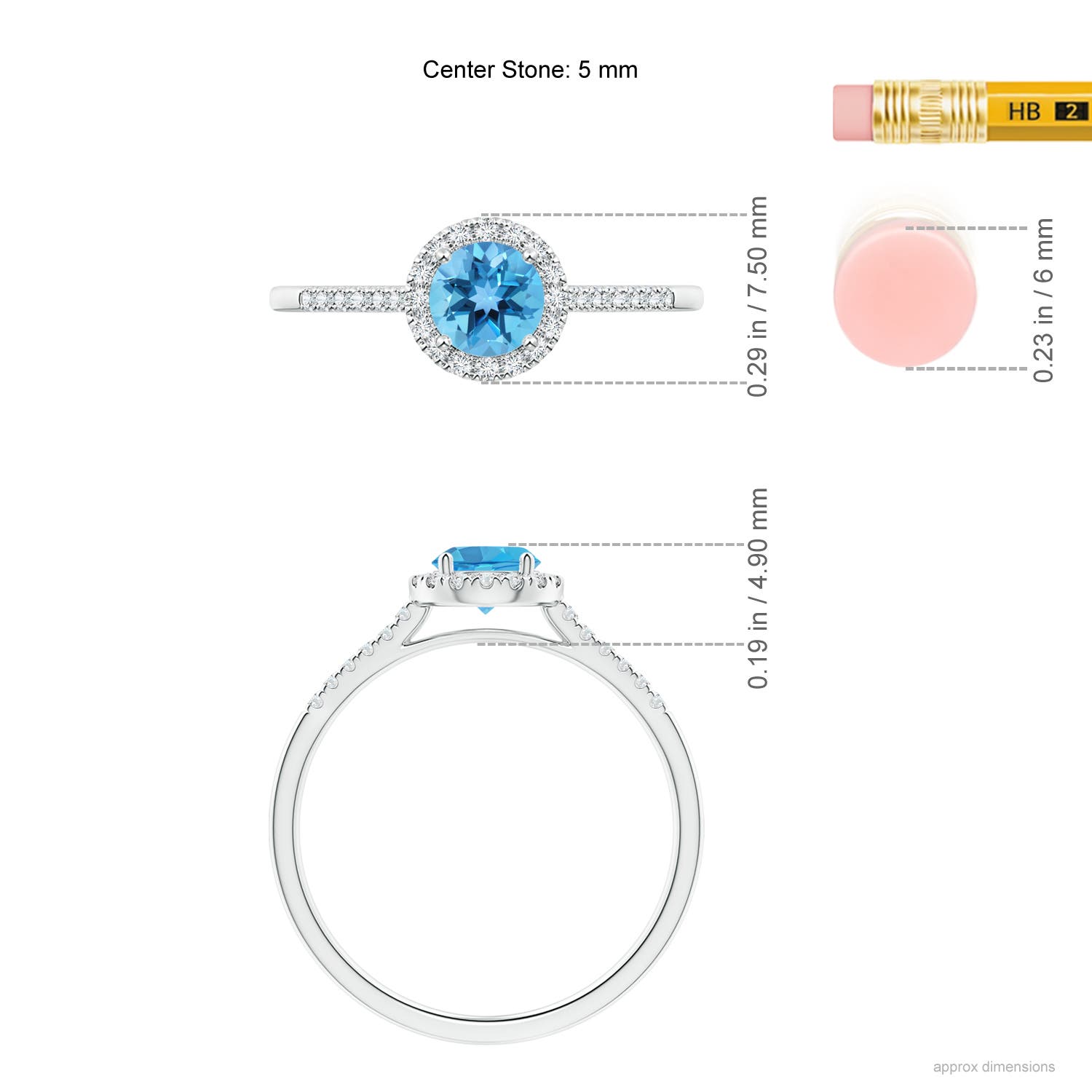 AA - Swiss Blue Topaz / 0.75 CT / 14 KT White Gold