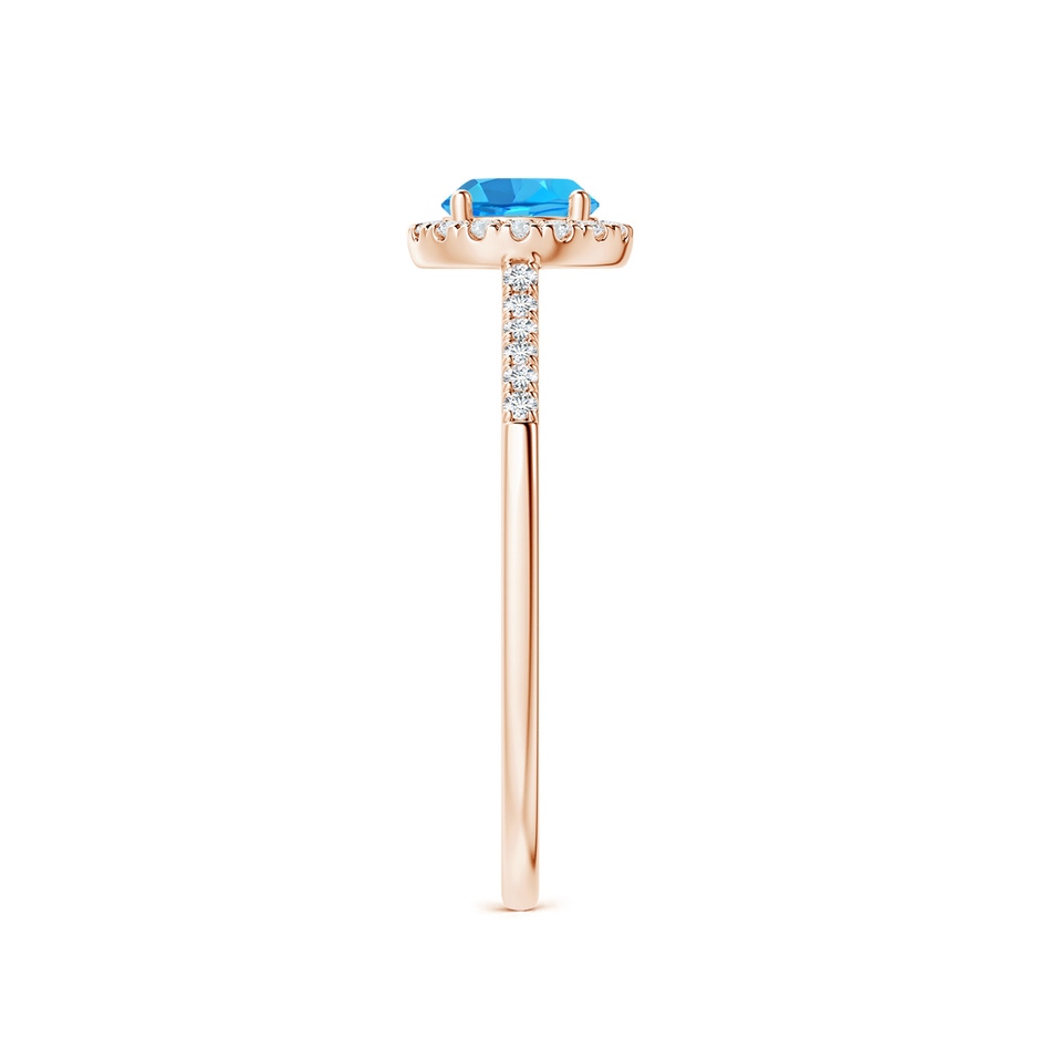5mm AAA Round Swiss Blue Topaz Halo Ring with Diamond Accents in 9K Rose Gold side-2