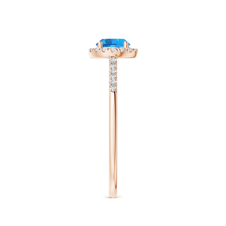 5mm AAAA Round Swiss Blue Topaz Halo Ring with Diamond Accents in 9K Rose Gold side-2