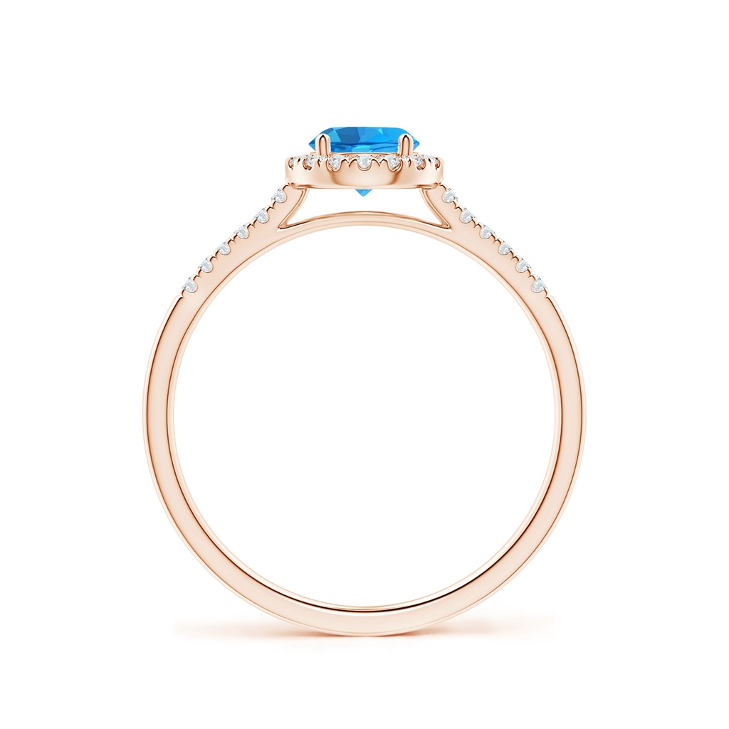 5mm AAAA Round Swiss Blue Topaz Halo Ring with Diamond Accents in Rose Gold - side_1