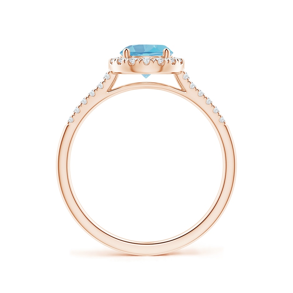 6mm A Round Swiss Blue Topaz Halo Ring with Diamond Accents in Rose Gold side-1
