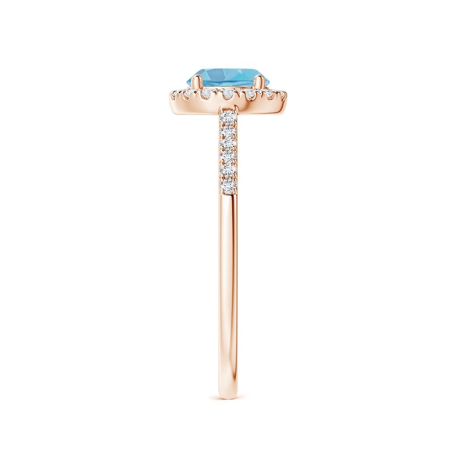 6mm A Round Swiss Blue Topaz Halo Ring with Diamond Accents in Rose Gold side-2