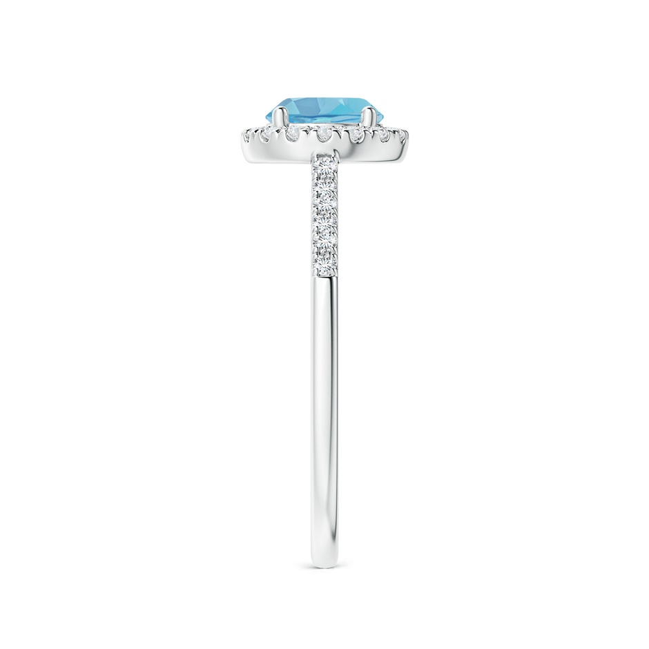 6mm A Round Swiss Blue Topaz Halo Ring with Diamond Accents in White Gold side-2