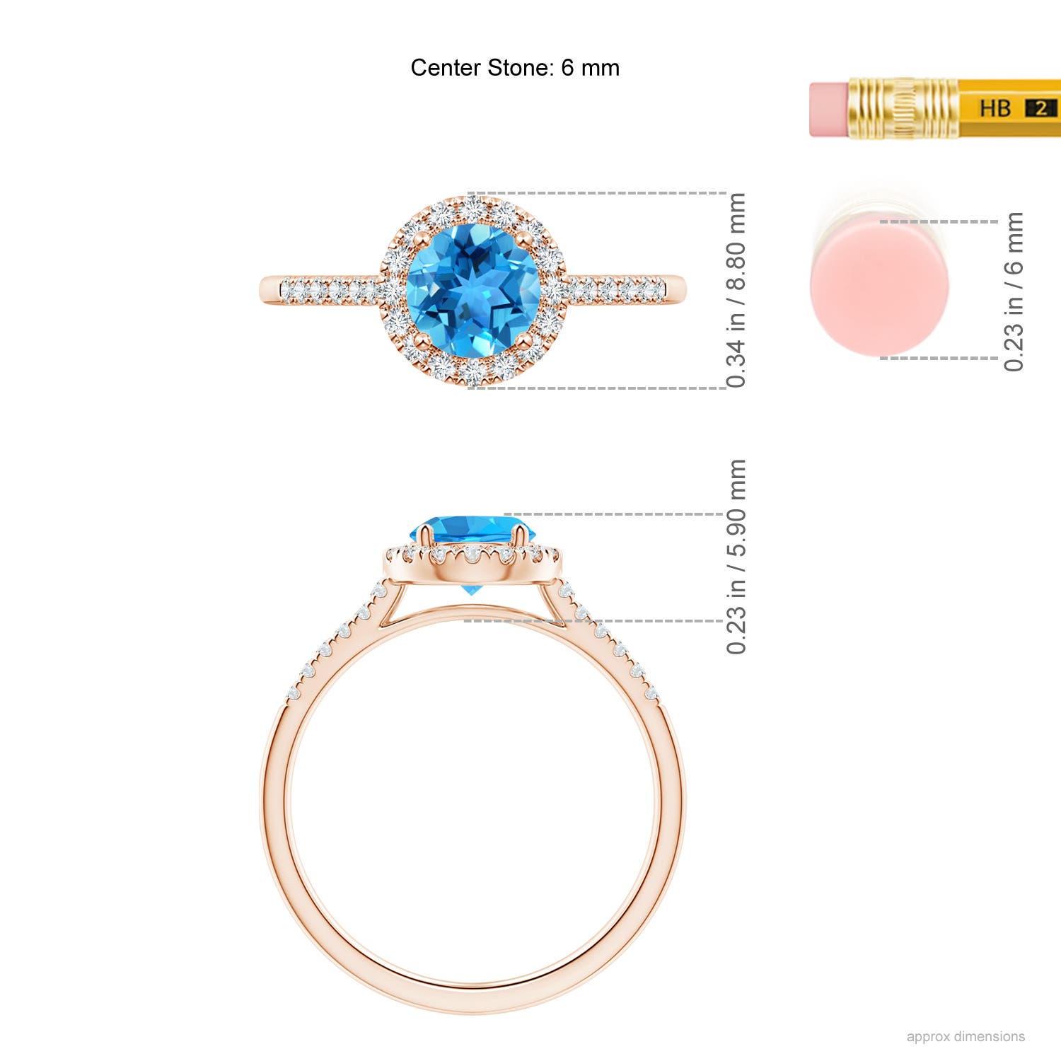 AAA - Swiss Blue Topaz / 1.15 CT / 14 KT Rose Gold