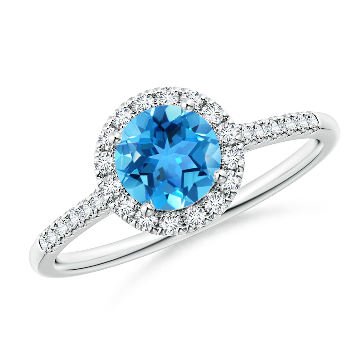 AAA - Swiss Blue Topaz / 1.15 CT / 14 KT White Gold