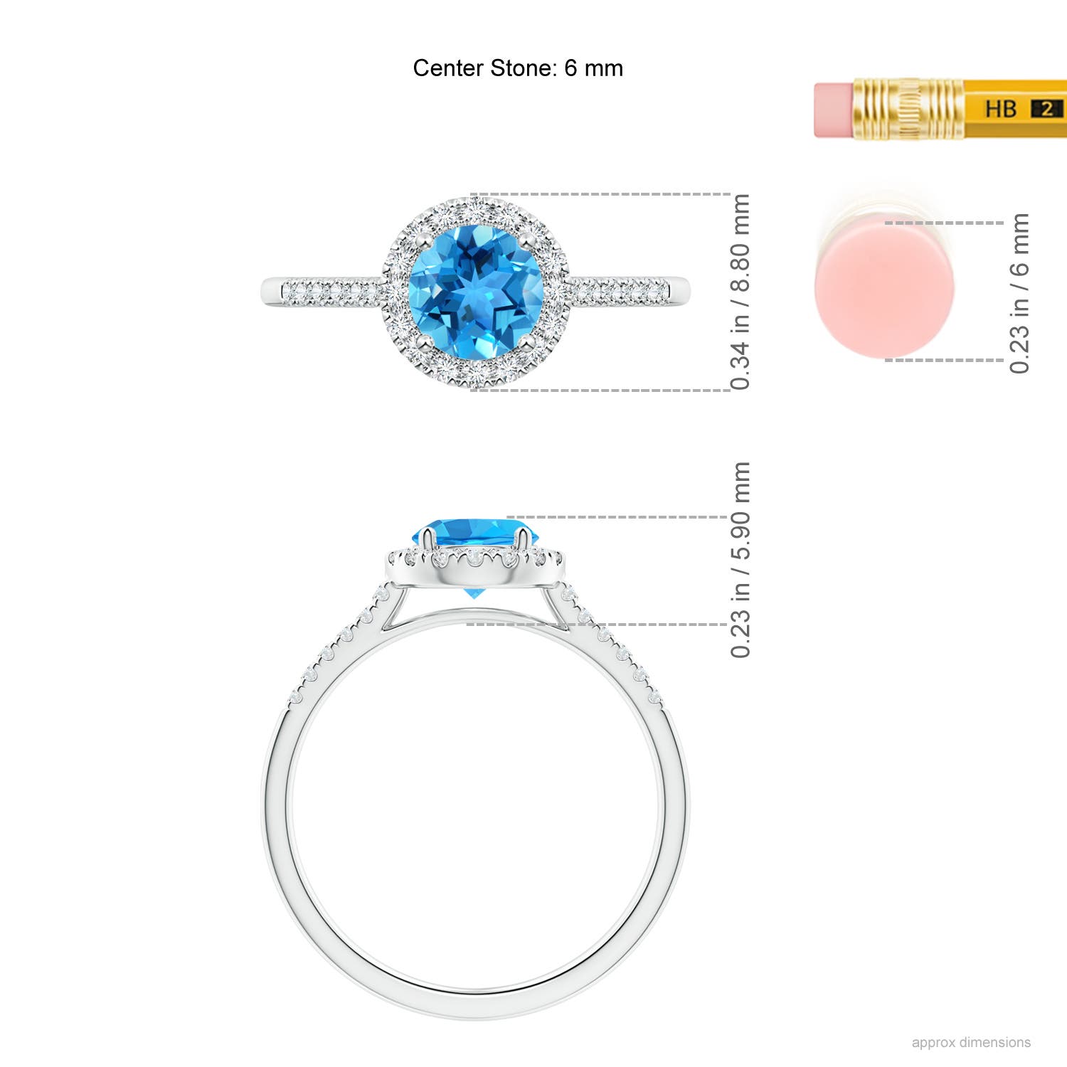 AAA - Swiss Blue Topaz / 1.15 CT / 14 KT White Gold