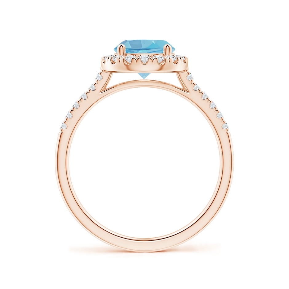 7mm A Round Swiss Blue Topaz Halo Ring with Diamond Accents in Rose Gold side-1