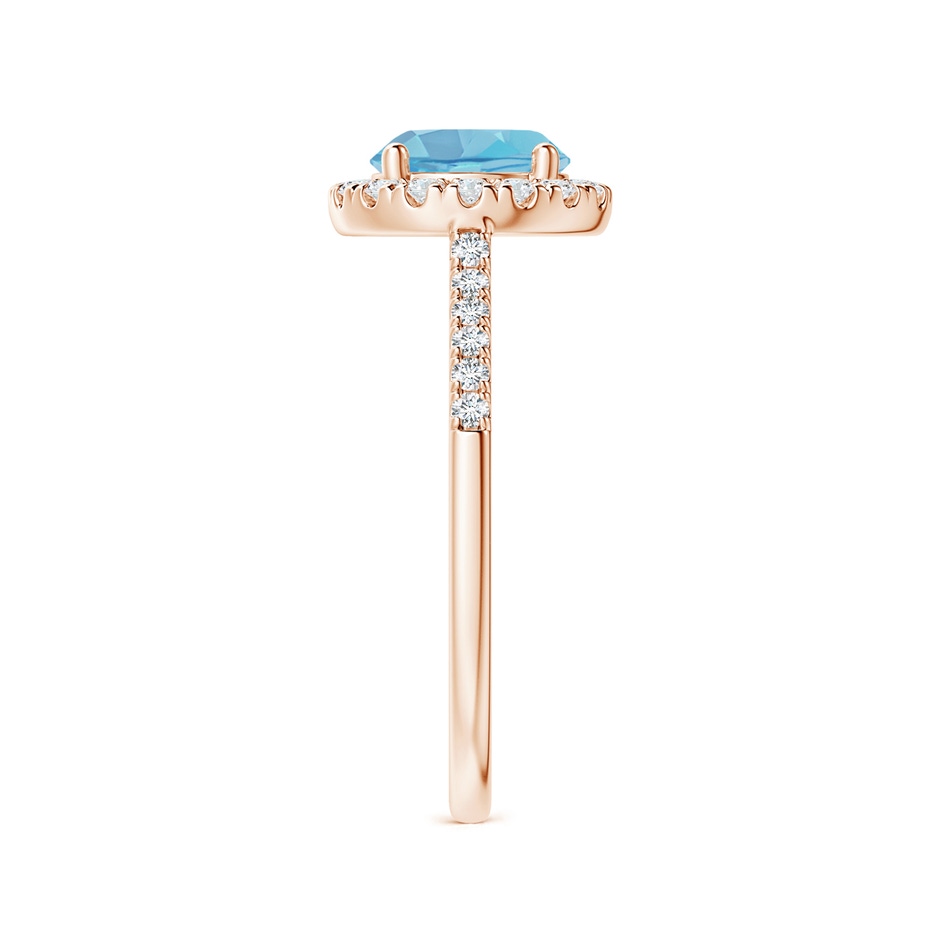 7mm A Round Swiss Blue Topaz Halo Ring with Diamond Accents in Rose Gold side-2