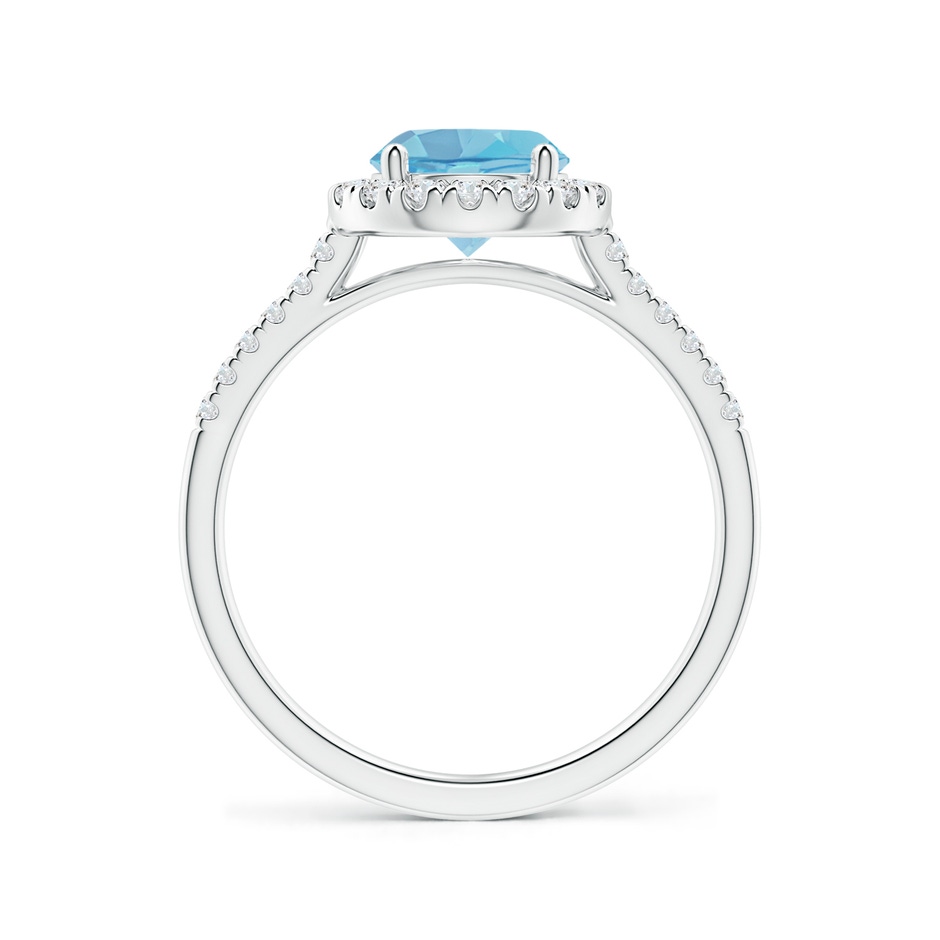 7mm A Round Swiss Blue Topaz Halo Ring with Diamond Accents in White Gold side-1