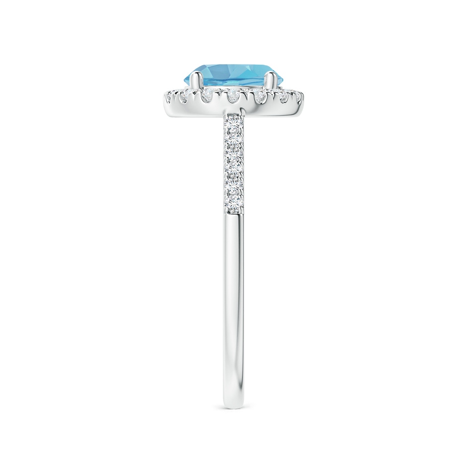 7mm A Round Swiss Blue Topaz Halo Ring with Diamond Accents in White Gold side-2