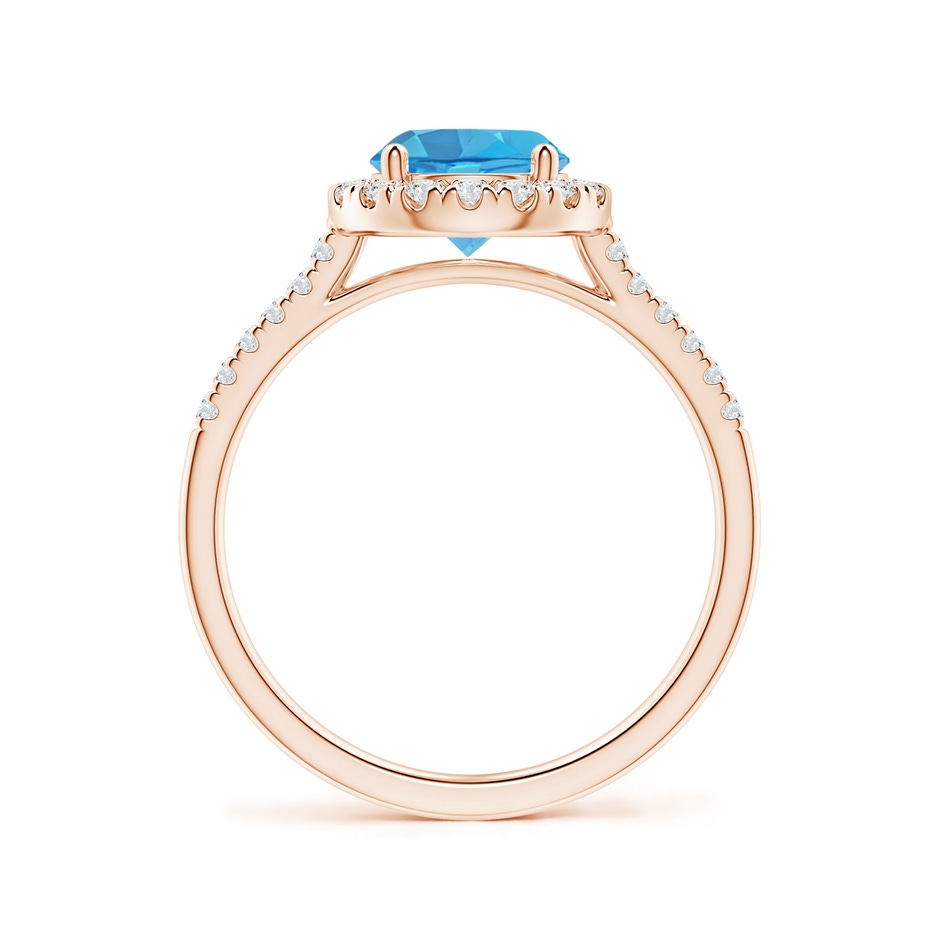 7mm AA Round Swiss Blue Topaz Halo Ring with Diamond Accents in Rose Gold side-1