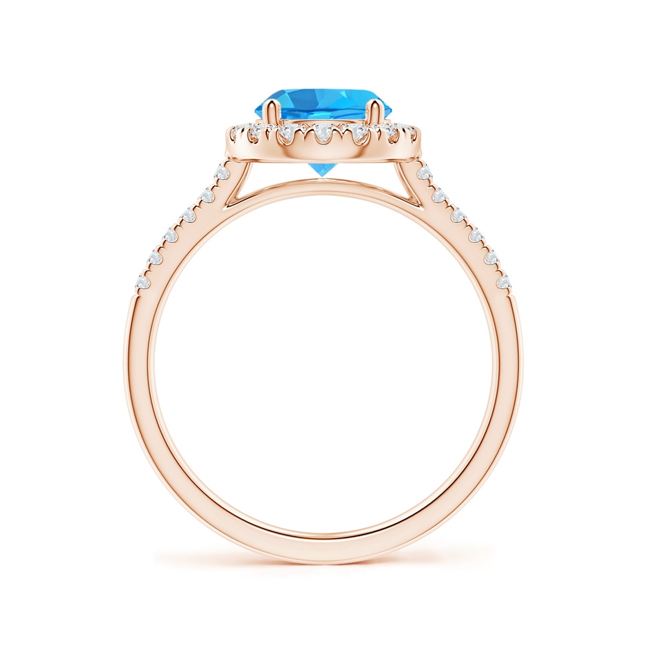 7mm AAA Round Swiss Blue Topaz Halo Ring with Diamond Accents in Rose Gold side-1