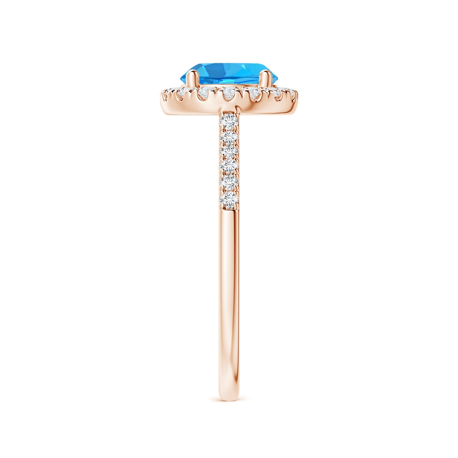 7mm AAA Round Swiss Blue Topaz Halo Ring with Diamond Accents in Rose Gold side-2