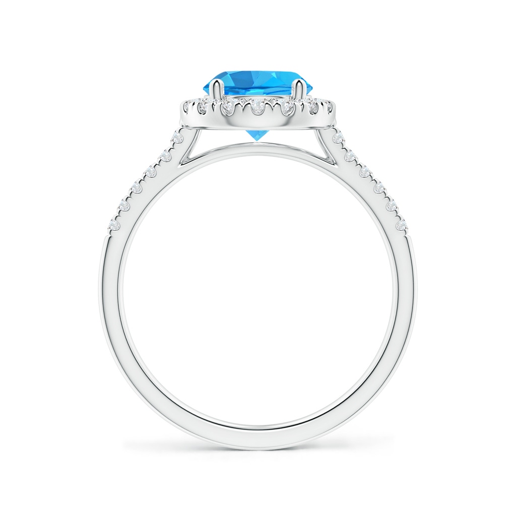 7mm AAA Round Swiss Blue Topaz Halo Ring with Diamond Accents in White Gold Side-1