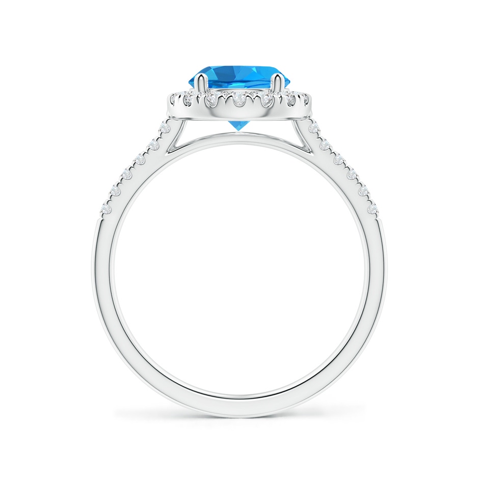 7mm AAAA Round Swiss Blue Topaz Halo Ring with Diamond Accents in White Gold side-1
