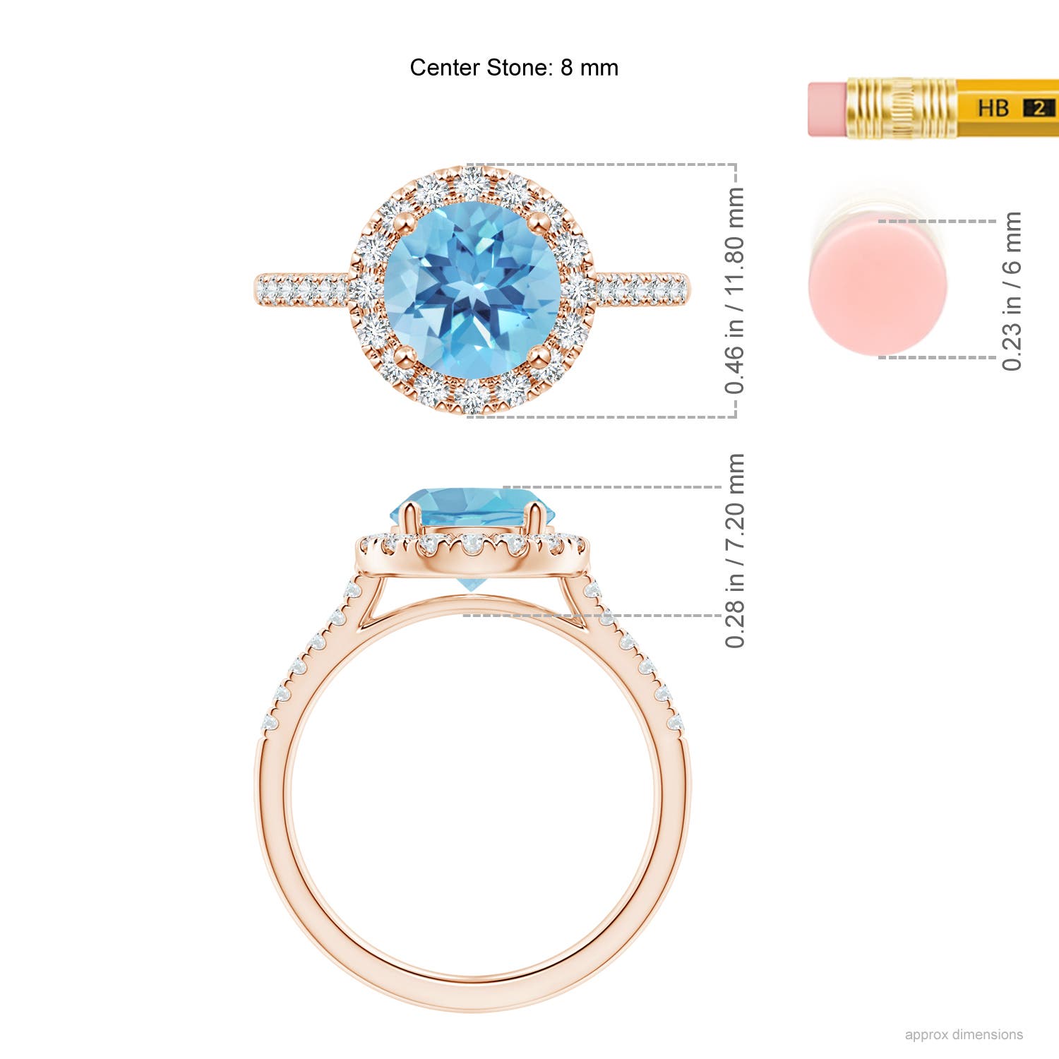 A - Swiss Blue Topaz / 2.67 CT / 14 KT Rose Gold