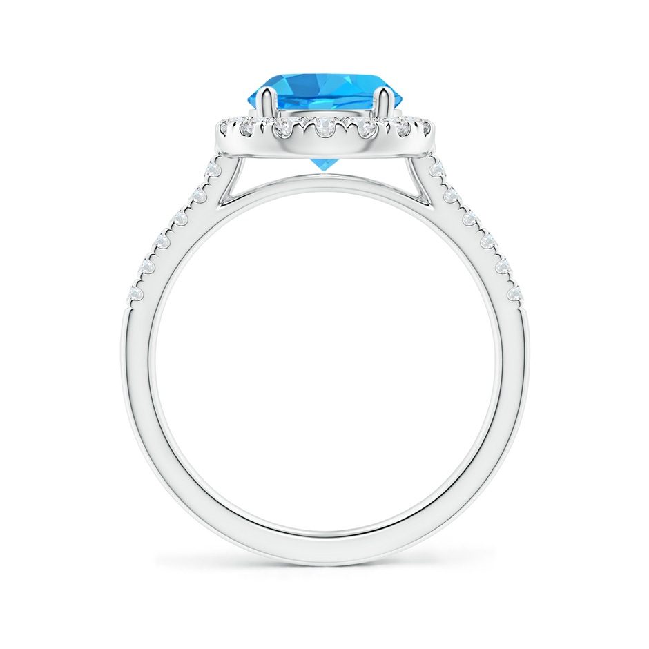 8mm AAA Round Swiss Blue Topaz Halo Ring with Diamond Accents in White Gold side-1