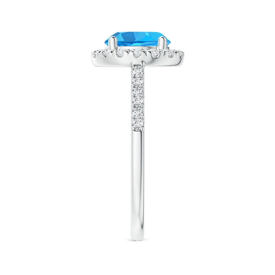 8mm AAA Round Swiss Blue Topaz Halo Ring with Diamond Accents in White Gold side-2