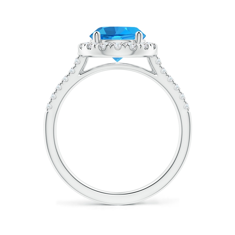8mm AAAA Round Swiss Blue Topaz Halo Ring with Diamond Accents in P950 Platinum side-1