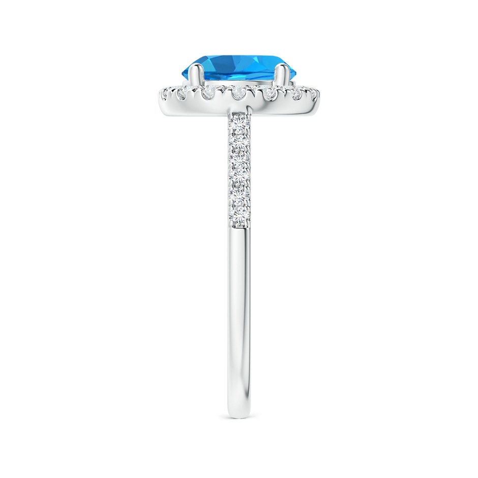 8mm AAAA Round Swiss Blue Topaz Halo Ring with Diamond Accents in P950 Platinum side-2