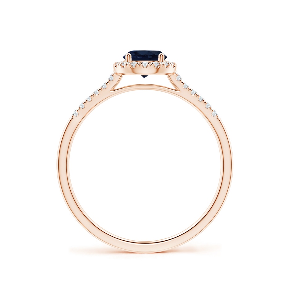 5mm A Round Sapphire Halo Ring with Diamond Accents in Rose Gold side-1