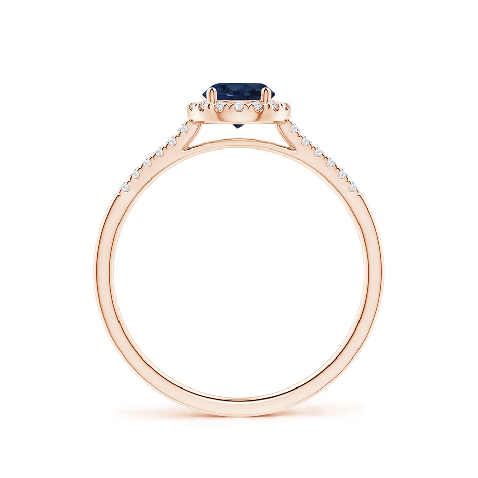 5mm AA Round Sapphire Halo Ring with Diamond Accents in 9K Rose Gold side-1