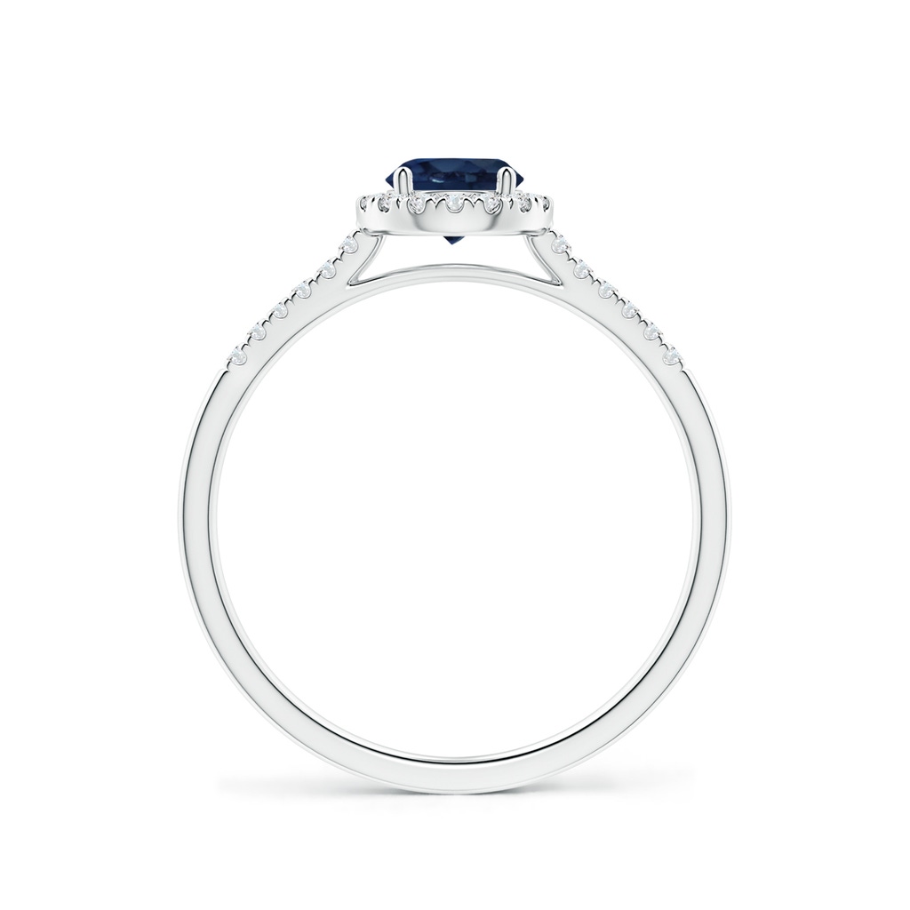 5mm AA Round Sapphire Halo Ring with Diamond Accents in P950 Platinum Side-1